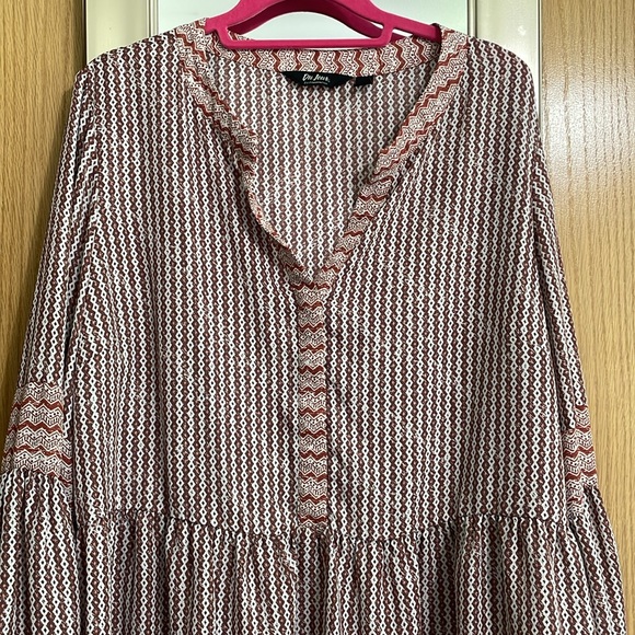 Du Jour XL flowy blouse orange brown statement sleeves button chest lightweight - Picture 2 of 11